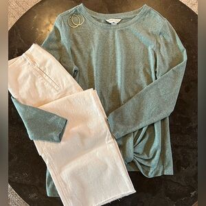 Christopher & Banks | Green Twist Knot Long Sleeve Top